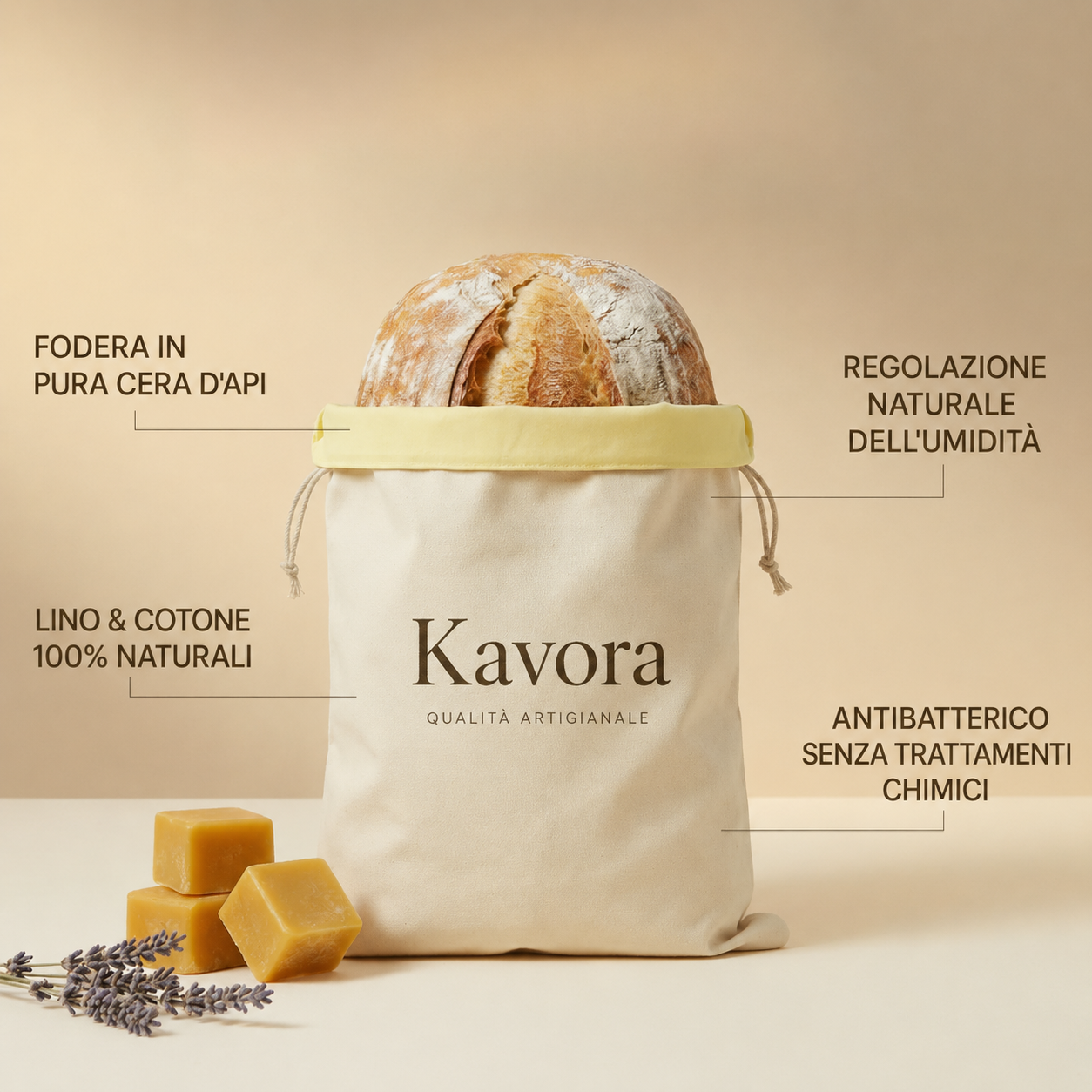 La borsa Kavora (30 x 40 cm) — Il vostro pane fresco anche dopo 5 giorni